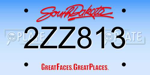 2ZZ813 South Dakota License Plate