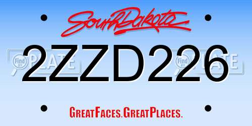 2ZZD226 South Dakota License Plate