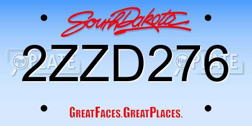 2ZZD276 South Dakota License Plate