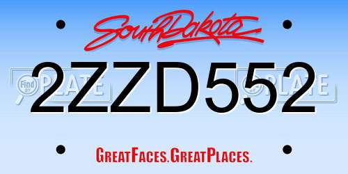 2ZZD552 South Dakota License Plate