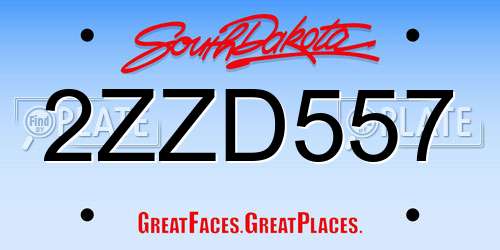 2ZZD557 South Dakota License Plate