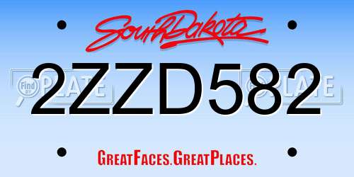 2ZZD582 South Dakota License Plate