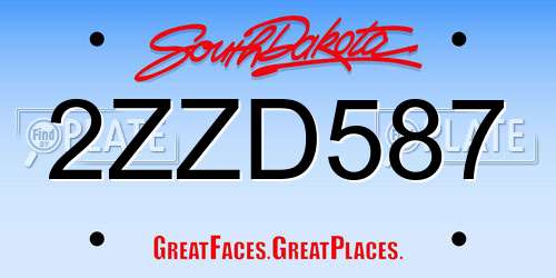 2ZZD587 South Dakota License Plate