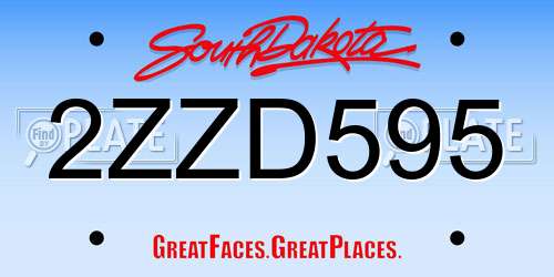 2ZZD595 South Dakota License Plate