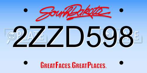 2ZZD598 South Dakota License Plate