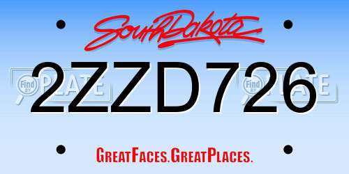 2ZZD726 South Dakota License Plate