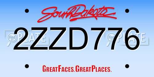 2ZZD776 South Dakota License Plate