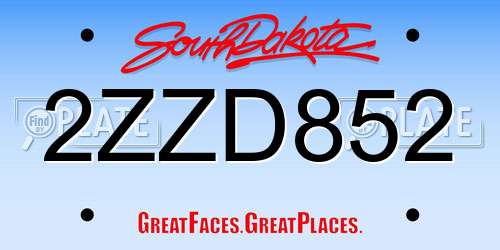 2ZZD852 South Dakota License Plate