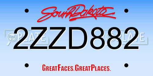 2ZZD882 South Dakota License Plate