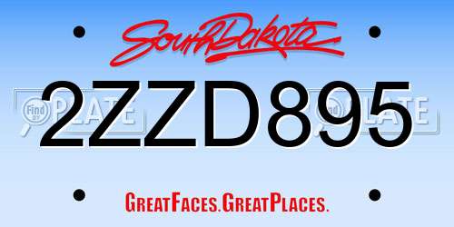 2ZZD895 South Dakota License Plate