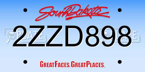 2ZZD898 South Dakota License Plate