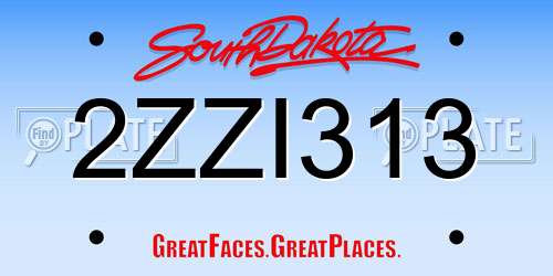 2ZZI313 South Dakota License Plate