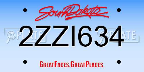 2ZZI634 South Dakota License Plate