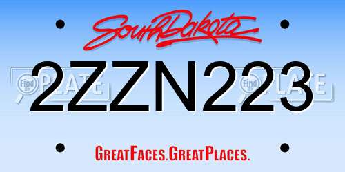 2ZZN223 South Dakota License Plate