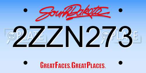 2ZZN273 South Dakota License Plate