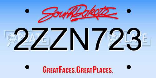 2ZZN723 South Dakota License Plate