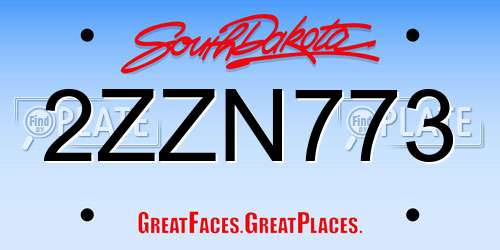 2ZZN773 South Dakota License Plate