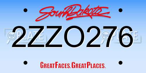 2ZZO276 South Dakota License Plate