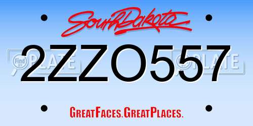 2ZZO557 South Dakota License Plate