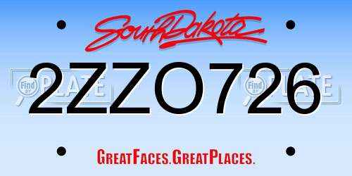 2ZZO726 South Dakota License Plate