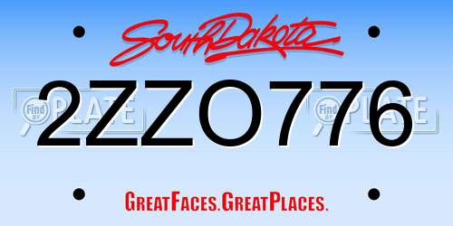 2ZZO776 South Dakota License Plate