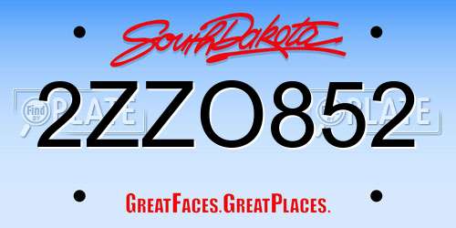 2ZZO852 South Dakota License Plate