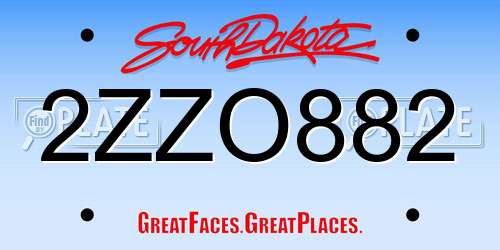 2ZZO882 South Dakota License Plate