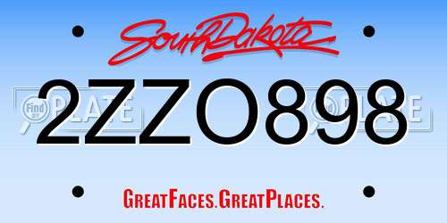 2ZZO898 South Dakota License Plate