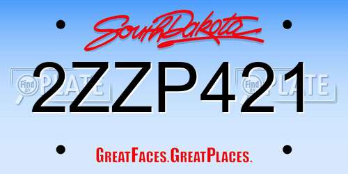 2ZZP421 South Dakota License Plate