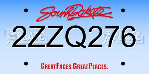 2ZZQ276 South Dakota License Plate
