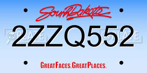 2ZZQ552 South Dakota License Plate