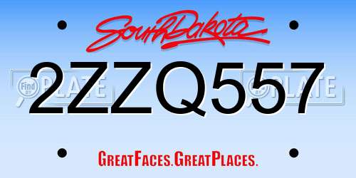 2ZZQ557 South Dakota License Plate