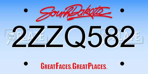 2ZZQ582 South Dakota License Plate