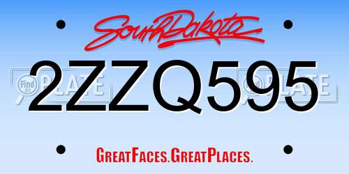 2ZZQ595 South Dakota License Plate