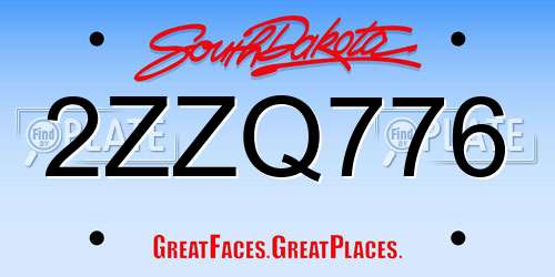 2ZZQ776 South Dakota License Plate