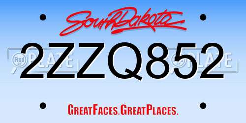 2ZZQ852 South Dakota License Plate