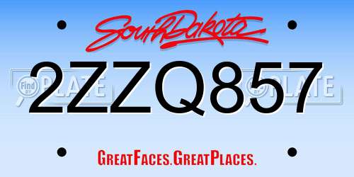 2ZZQ857 South Dakota License Plate