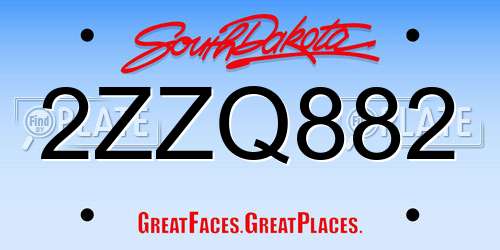 2ZZQ882 South Dakota License Plate