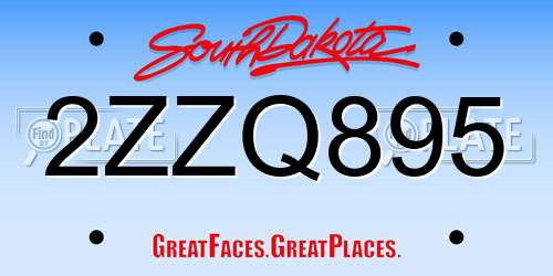 2ZZQ895 South Dakota License Plate