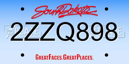 2ZZQ898 South Dakota License Plate