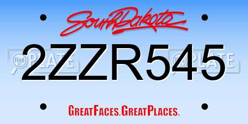 2ZZR545 South Dakota License Plate