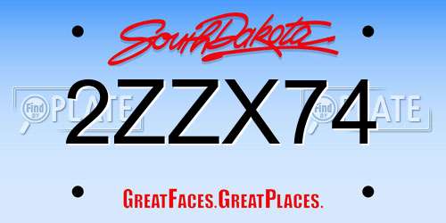 2ZZX74 South Dakota License Plate