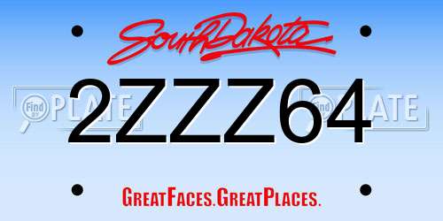 2ZZZ64 South Dakota License Plate