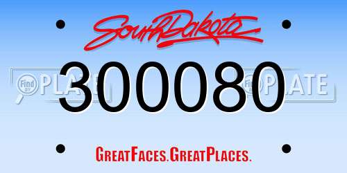 300080 South Dakota License Plate