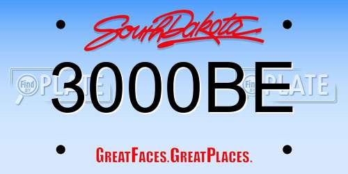 3000BE South Dakota License Plate