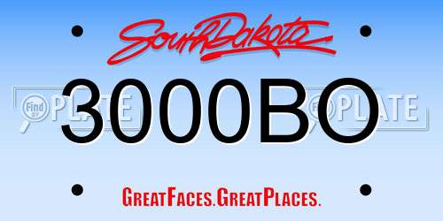 3000BO South Dakota License Plate