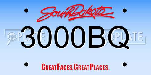 3000BQ South Dakota License Plate