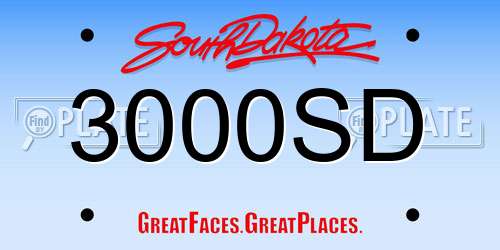 3000SD South Dakota License Plate