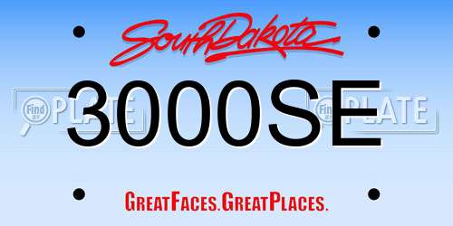 3000SE South Dakota License Plate