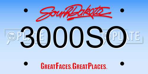3000SO South Dakota License Plate